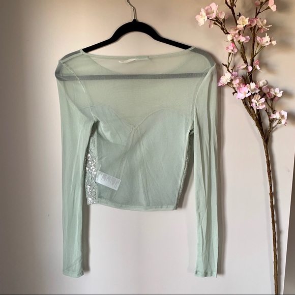 UO / KIMCHI BLUE / MESH LONG SLEEVE MERMAID TOP - Picture 4 of 4